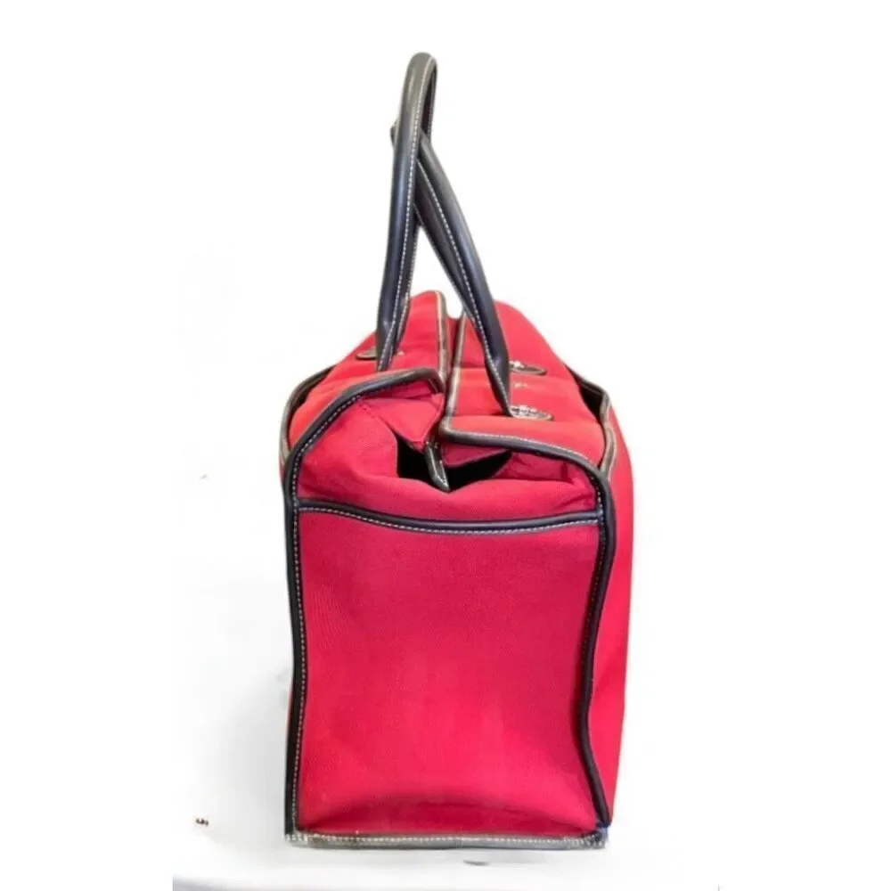 Etienne Aigner Medium Duffel Bag Red Zip Top Weekender
